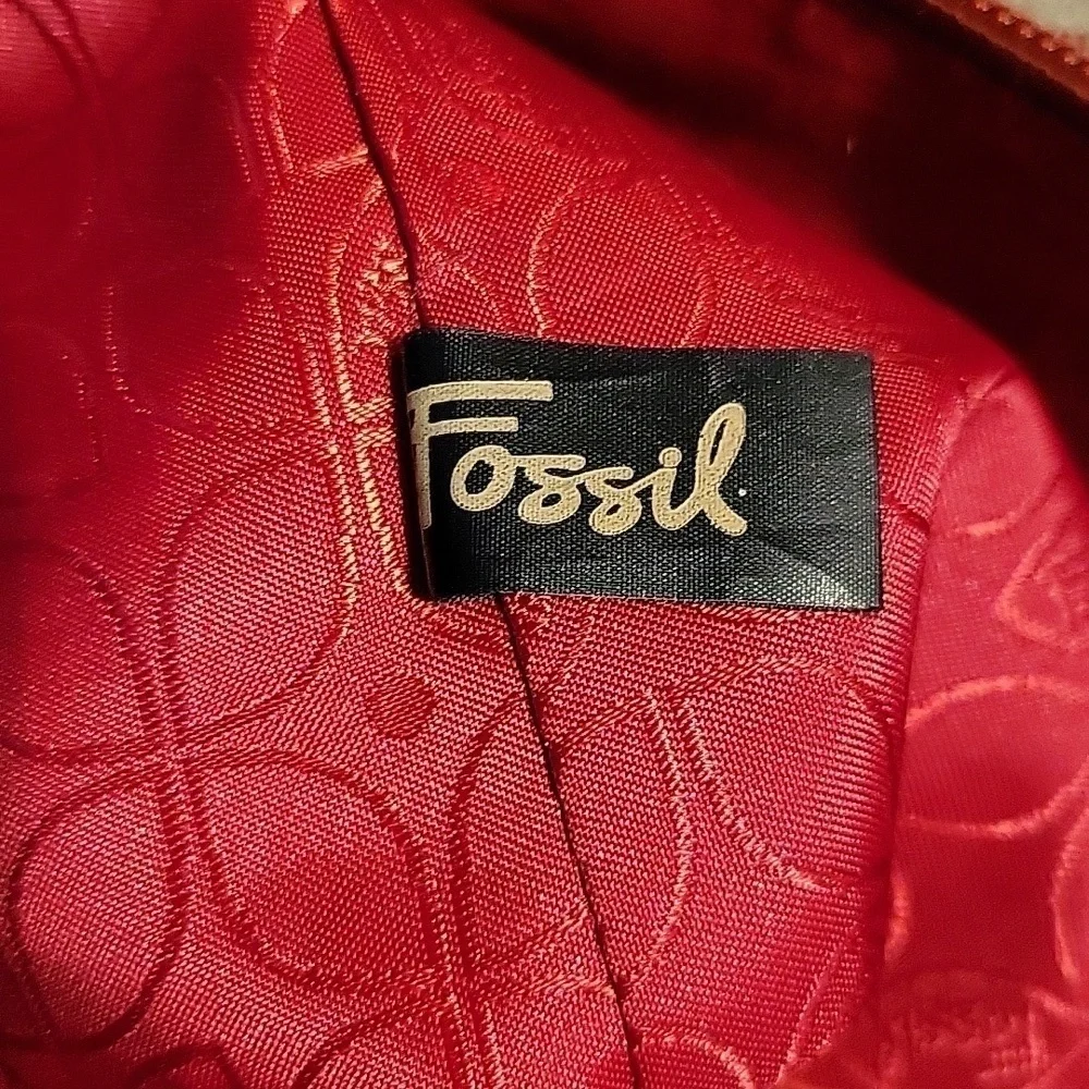 VTG FOSSIL 1990s Sutter Tomato Red Soft Pebbled Leather Hobo Bag